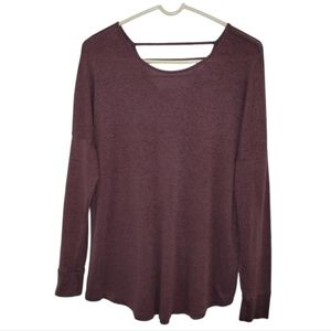 Garage Sexy Upper Back Cutout Soft & Stretchy Longsleeve Purple Womens Tunic Top